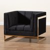 Baxton Studio Ambra Glam and Luxe Black Velvet Fabric Upholstered and Button Tufted Armchair with Gold-Tone Frame 204-11713